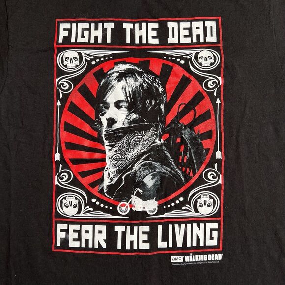 AMC The Walking Dead Fight The Dead Fear The Living Adult Large Black T-Shirt. - Picture 3 of 8